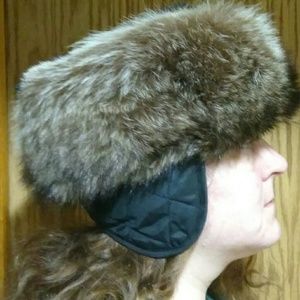 Raccoon fur hat